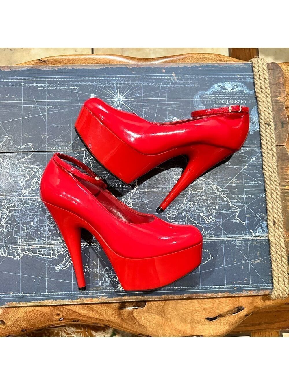 Red Patent Platform Heels | Jante | Size 8